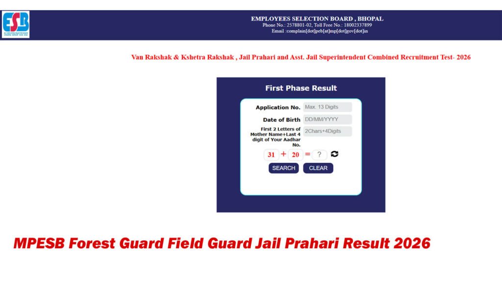 MPESB Forest Guard Field Guard Jail Prahari Result 2026