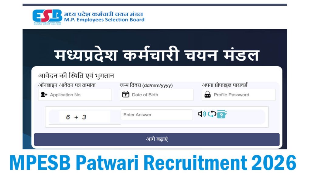 MPESB Group 2 Sub Group 4 Patwari Recruitment 2026