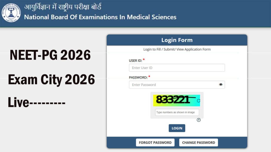 NEET PG Exam City Intimation 2026