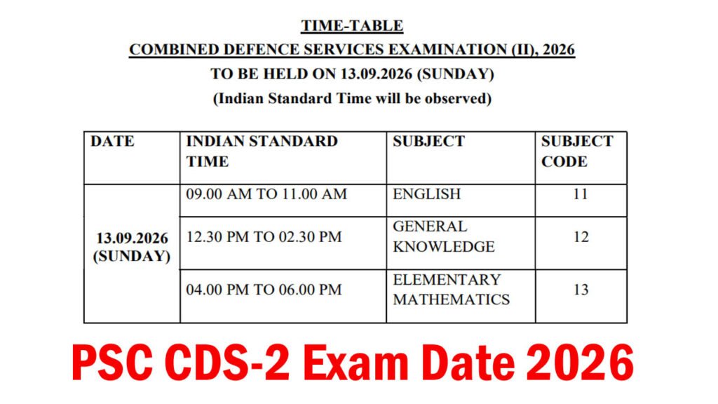 UPSC CDS-2 Exam Date 2026