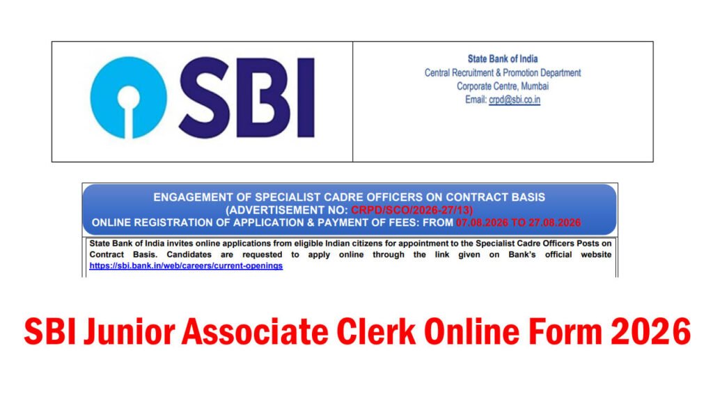 SBI Junior Associate Clerk Online Form 2026