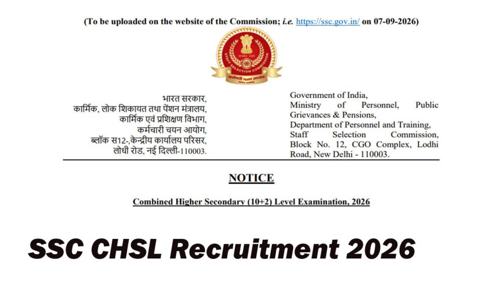 SSC CHSL Recruitment 2026