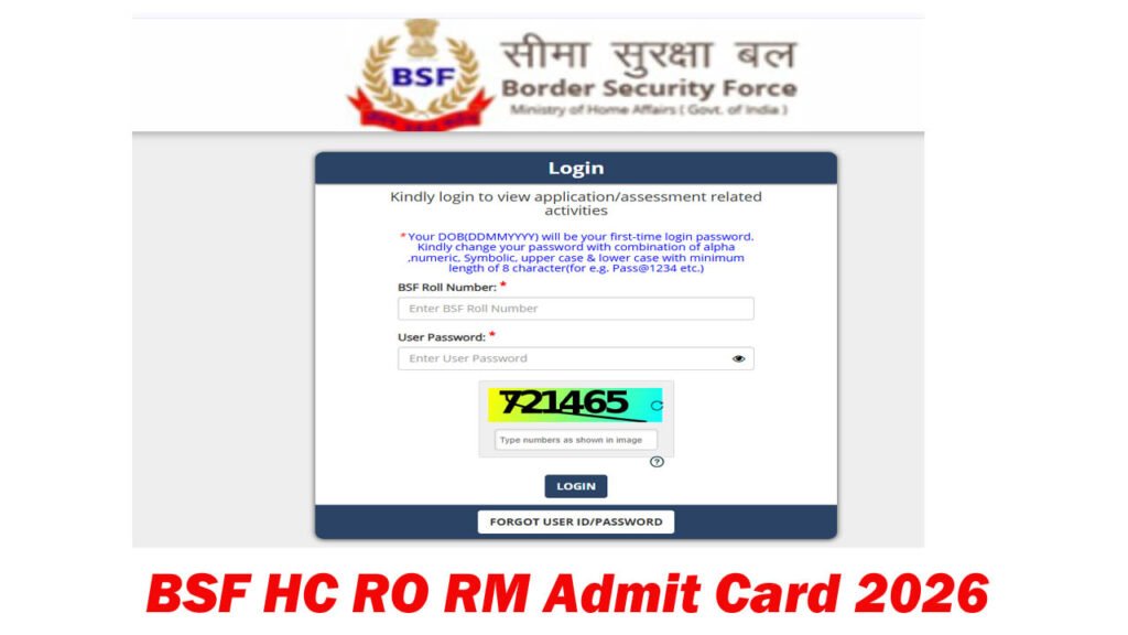 BSF HC RO RM Admit Card 2026